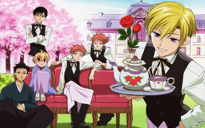 Tea service with anime characters