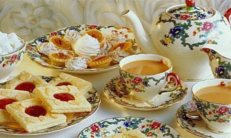 Tea Service with Pastries — White