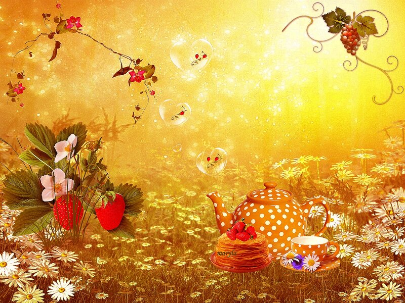 Tea Set in Flower Field