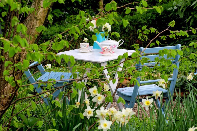 Tea Set in Garden — Green, Serene, Spring