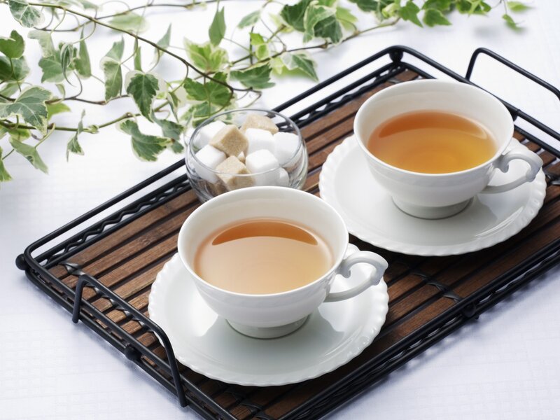 Tea set on a tray