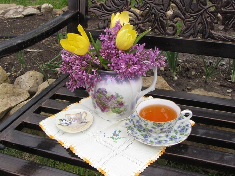 Tea Set on Bench