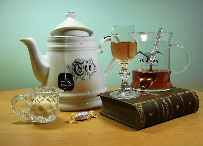 Tea Set on Book — White