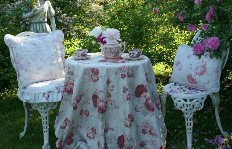 Tea Set on Garden Table — White, Serene, Afternoon