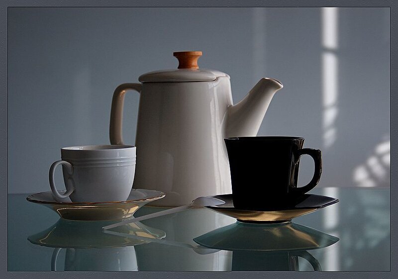 Tea Set on Glass Table