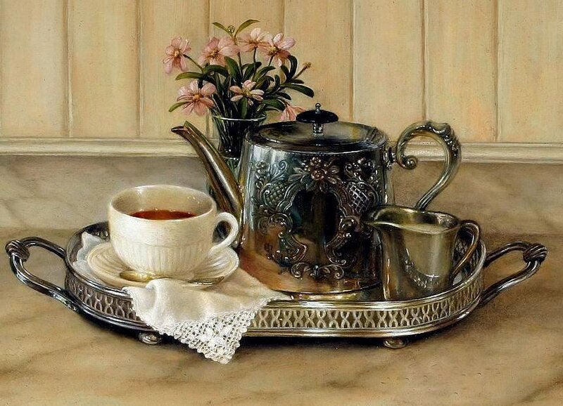 Tea Set on Silver Tray — Serene