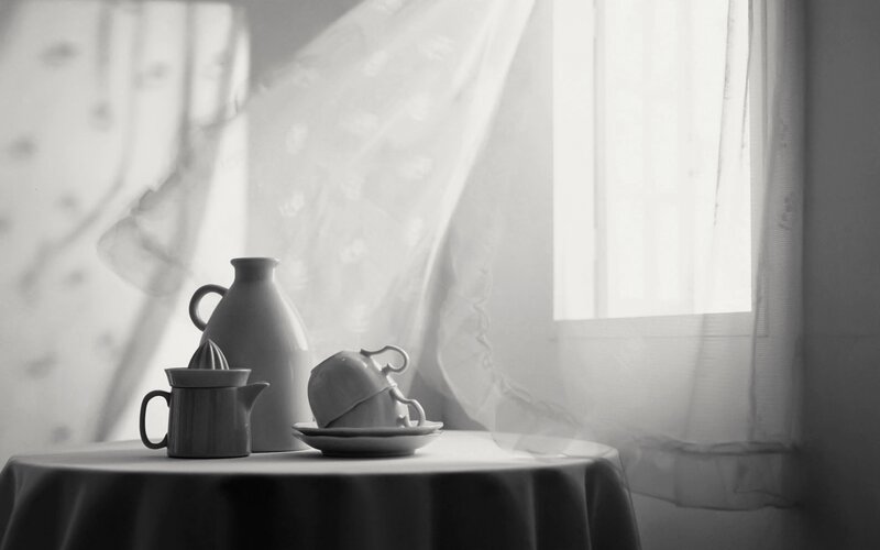 Tea Set on Table — Black