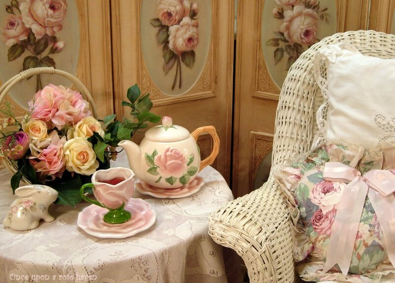 Tea Set on Table — Pink, Serene
