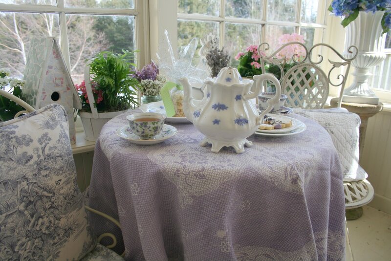 Tea Set on Table — Purple, Serene