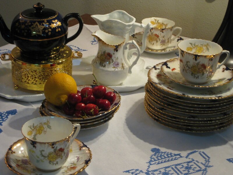 Tea Set on Table — White, Calm