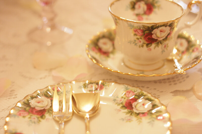 Tea Set on Table — White, Elegant