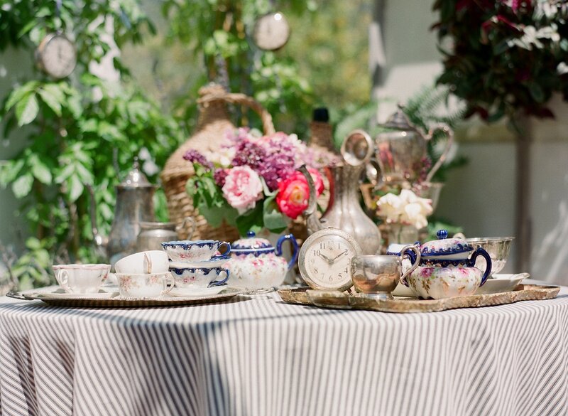 Tea Set on Table — White, Serene, Afternoon