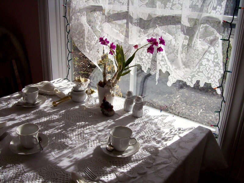 Tea Set on Table — White, Serene