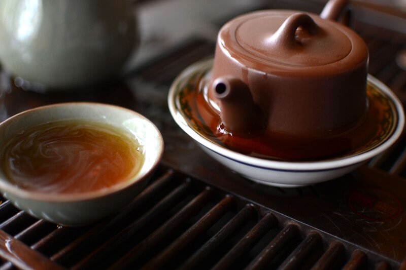 Tea Set on Tray — Brown, Calm