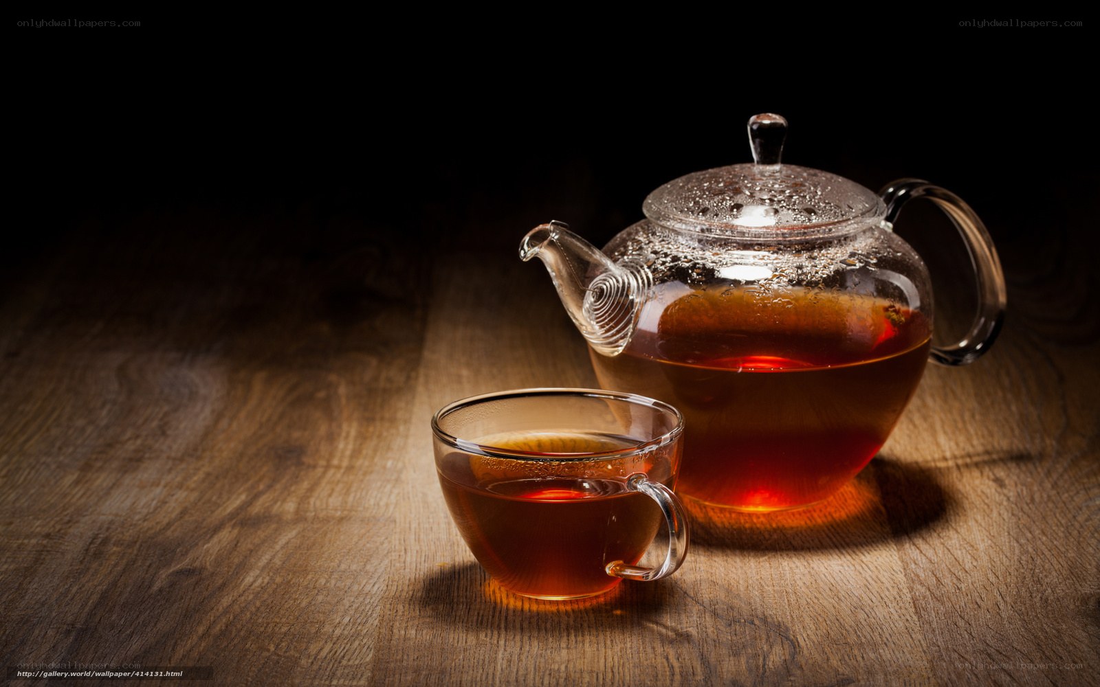 Tea set on wooden table