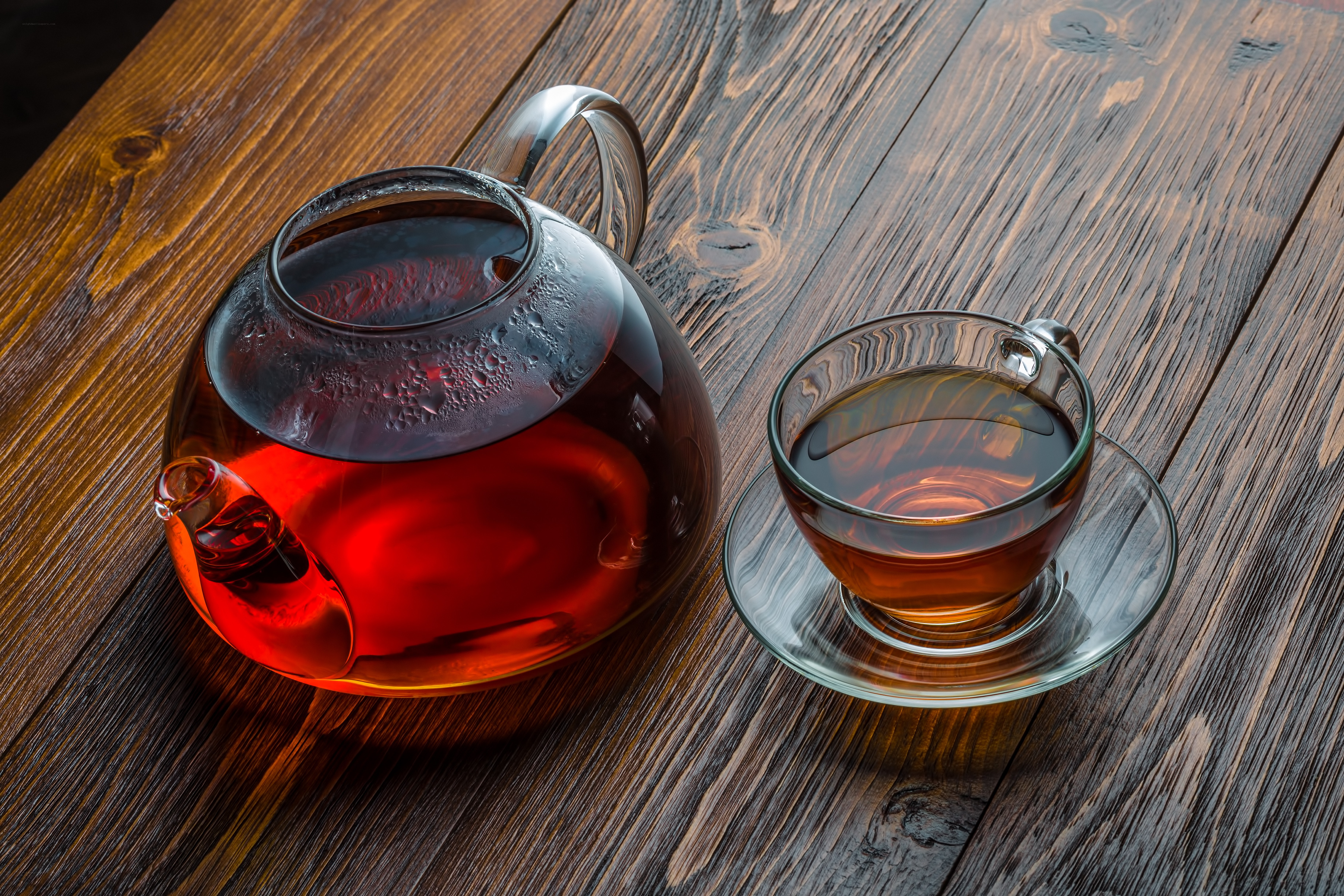 Tea set on wooden table