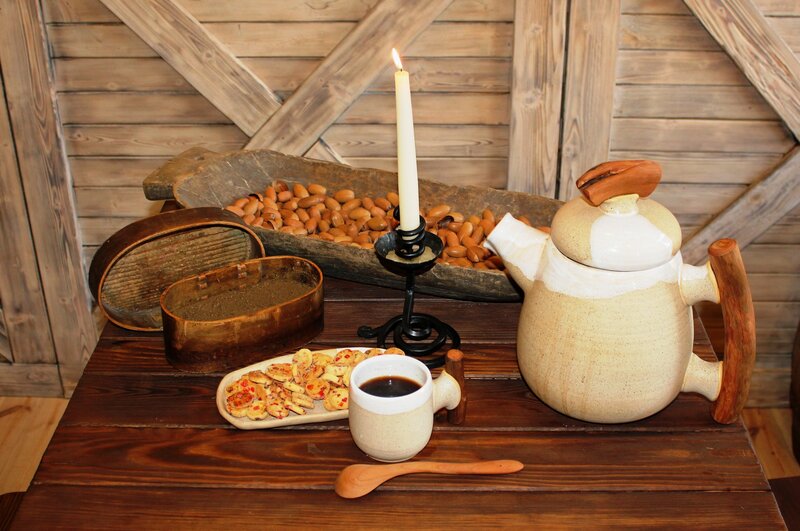 Tea Set on Wooden Table — Brown, Cozy