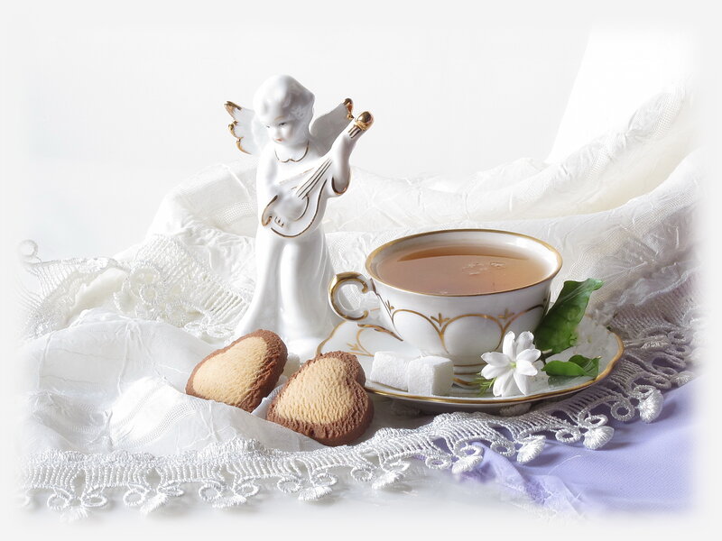 Tea Set with Angel Figurine