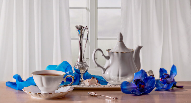 Tea Set with Blue Orchids