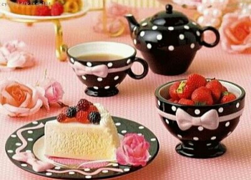 Tea Set with Cake — Pink, Elegant