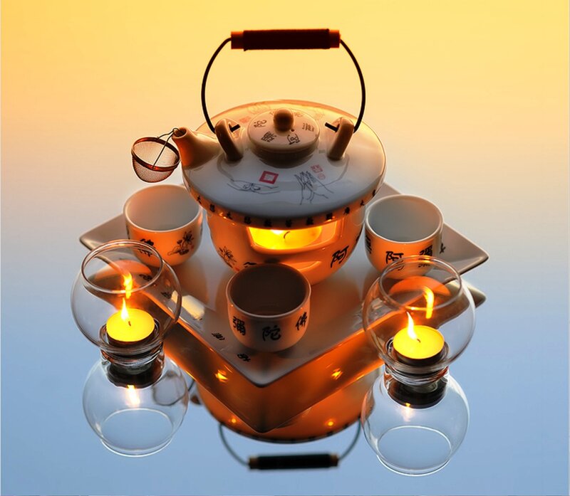 Tea Set with Candles — Orange