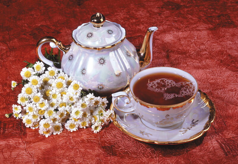 Tea Set with Chamomile — Red, Calm