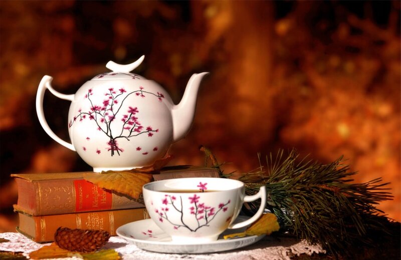 Tea Set with Cherry Blossoms