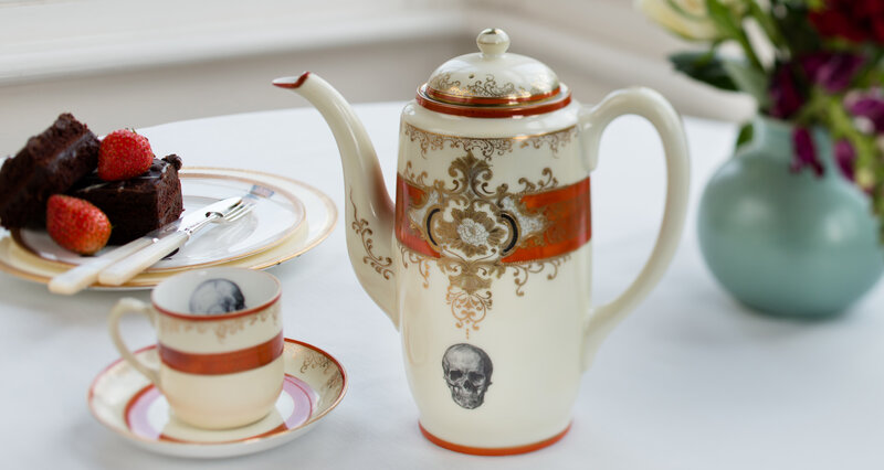 Tea Set with Chocolate Cake