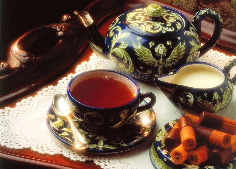 Tea Set with Chocolates — Blue