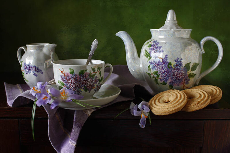 Tea Set with Cookies — Green