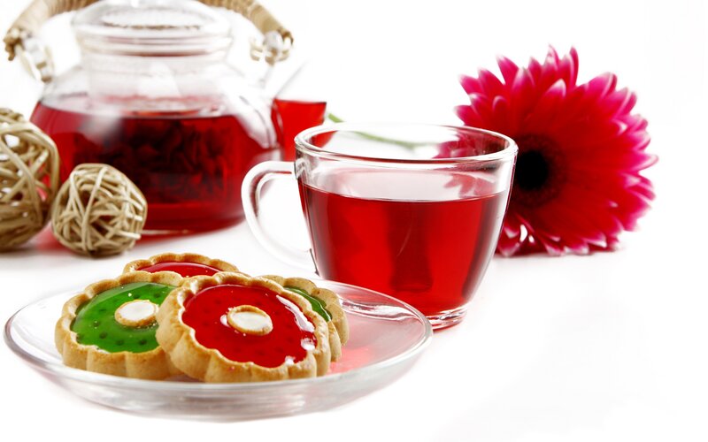 Tea Set with Cookies — Red