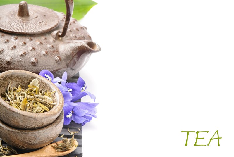 Tea Set with Flowers — Brown, Serene, Photograph, Teapot
