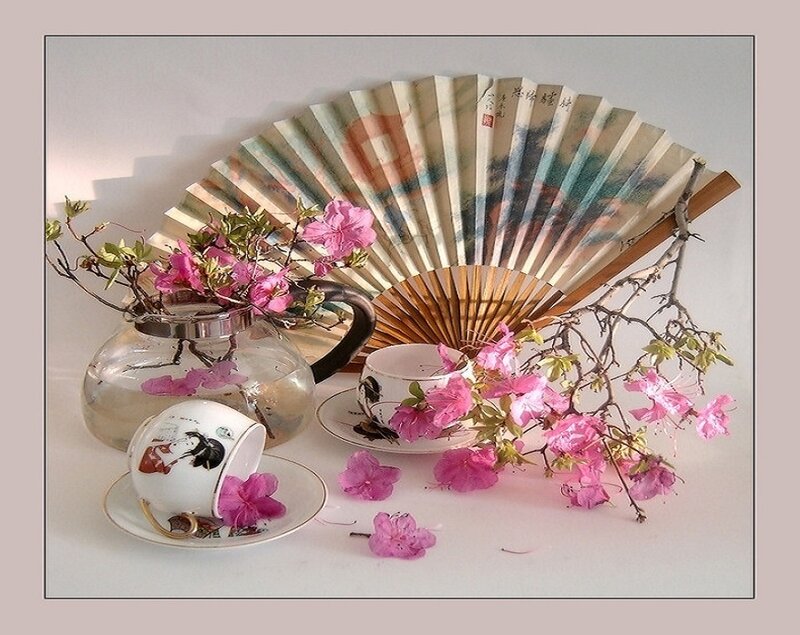 Tea Set with Flowers — Pink, Serene, Spring