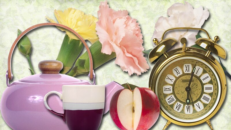 Tea Set with Flowers — Purple, Serene, Morning