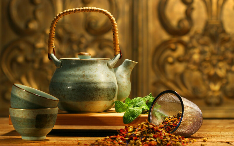 Tea Set with Herbs — Brown, Serene