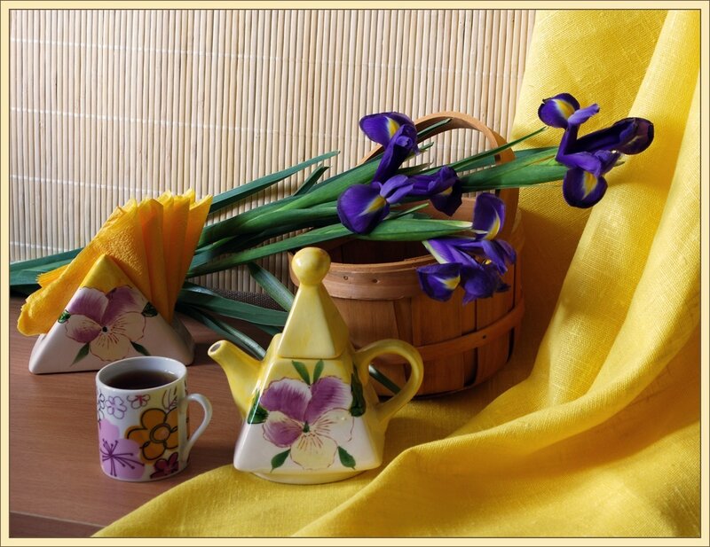 Tea Set with Irises