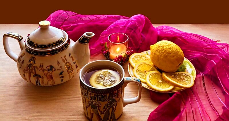 Tea Set with Lemon — Brown, Cozy