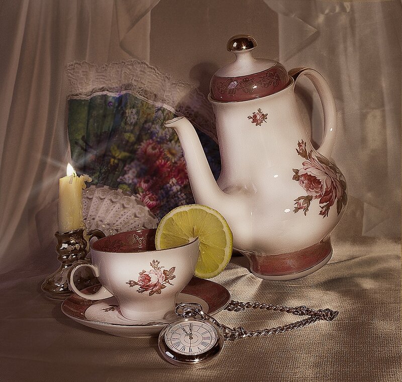 Tea Set with Lemon — White, Calm, Night