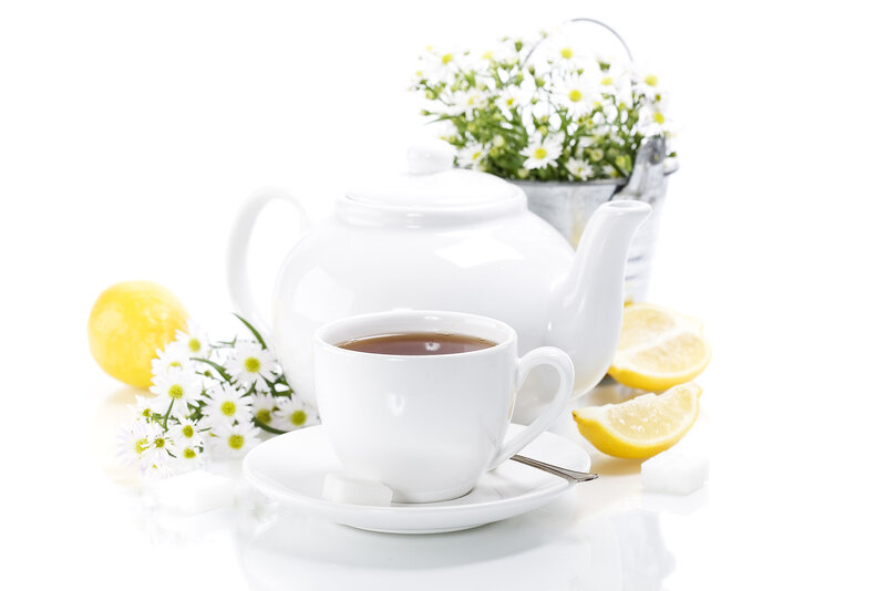 Tea Set with Lemon — White, Calm, Photograph