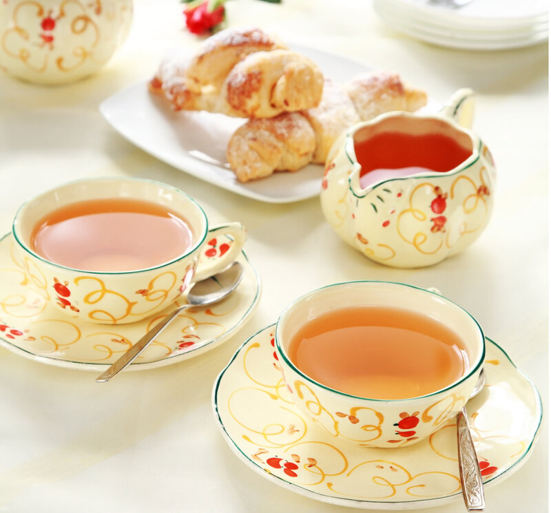 Tea Set with Pastries — Cream