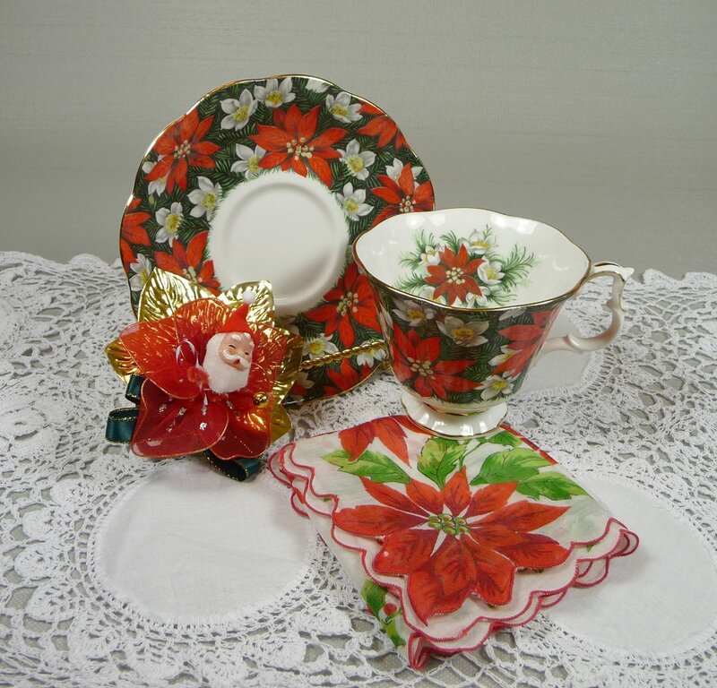 Tea Set with Poinsettia