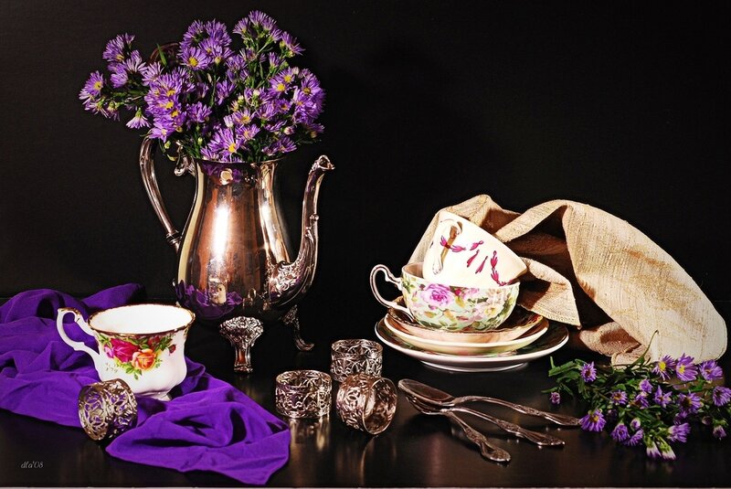 Tea Set with Purple Flowers
