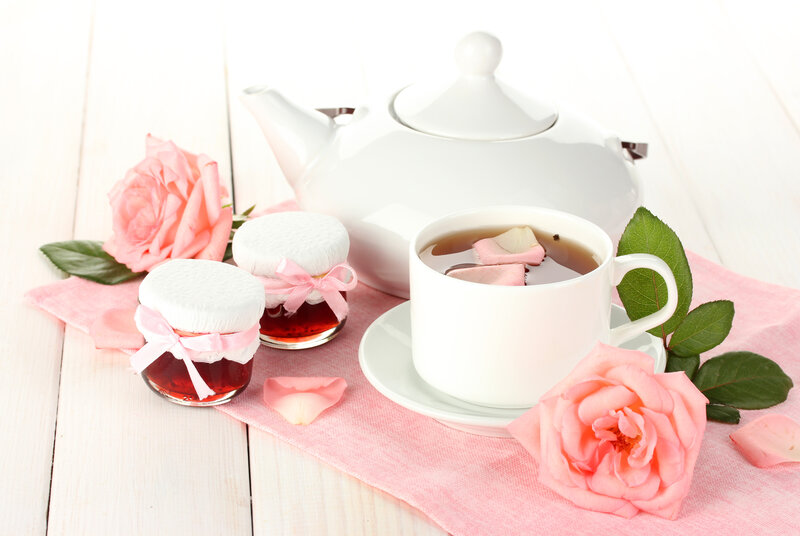Tea Set with Rose Petals
