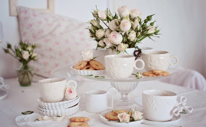 Tea Set with Roses — White, Serene, Morning