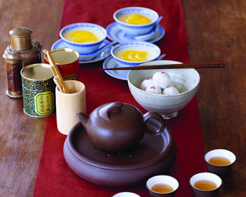 Tea Set with Snacks — Brown