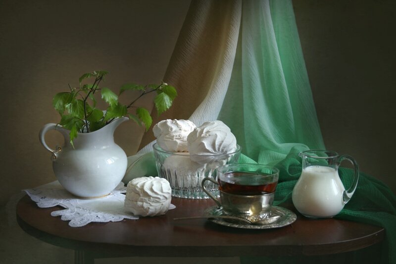 Tea Setup with Meringues