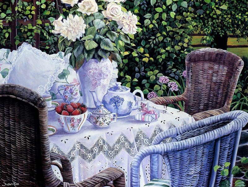Tea Table in Garden — Green, Serene