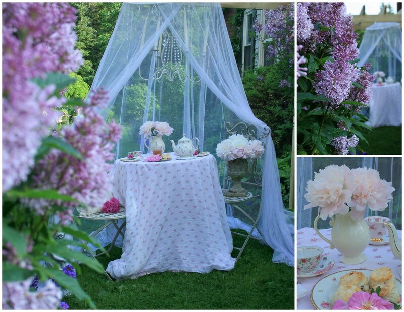 Tea Table in Garden — Pink