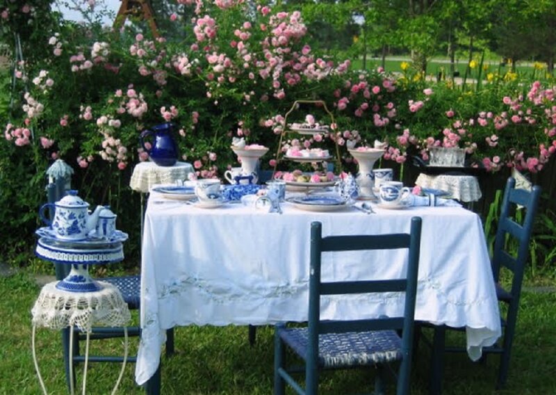 Tea Table in Garden — White, Serene, Summer