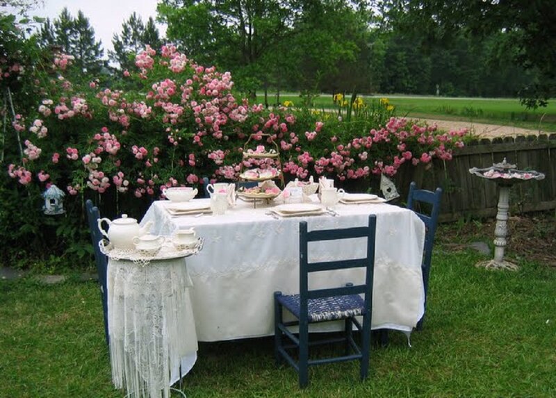 Tea Table in Garden — White